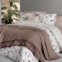 Sarev Eva Jadon Bej Tek Kişilik %100 Pamuk Nevresim Takımı ve Pike Seti-Sarı