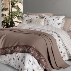 Sarev Eva Jadon Bej Tek Kişilik %100 Pamuk Nevresim Takımı ve Pike Seti-Sarı